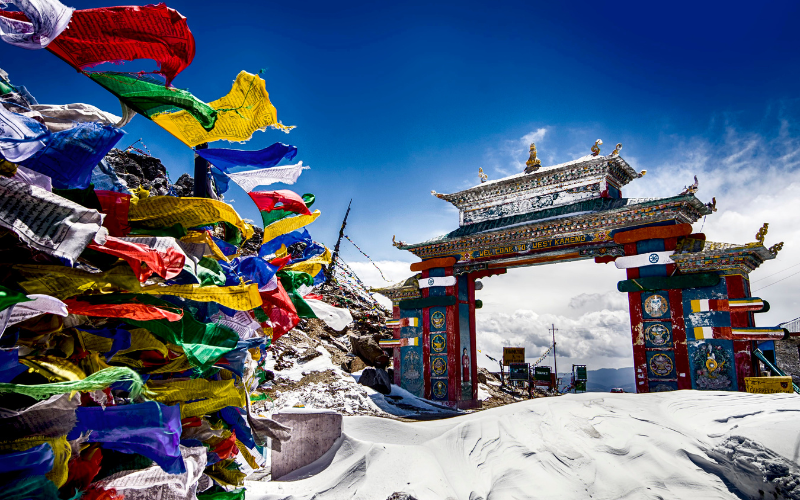 Breathtaking view of Tawang Monastery with snow-capped mountains in Arunachal Pradesh