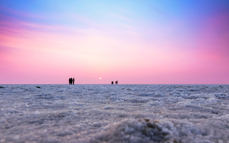 Full moon night view of White Rann of Kutch – Desert glowing in moonlight