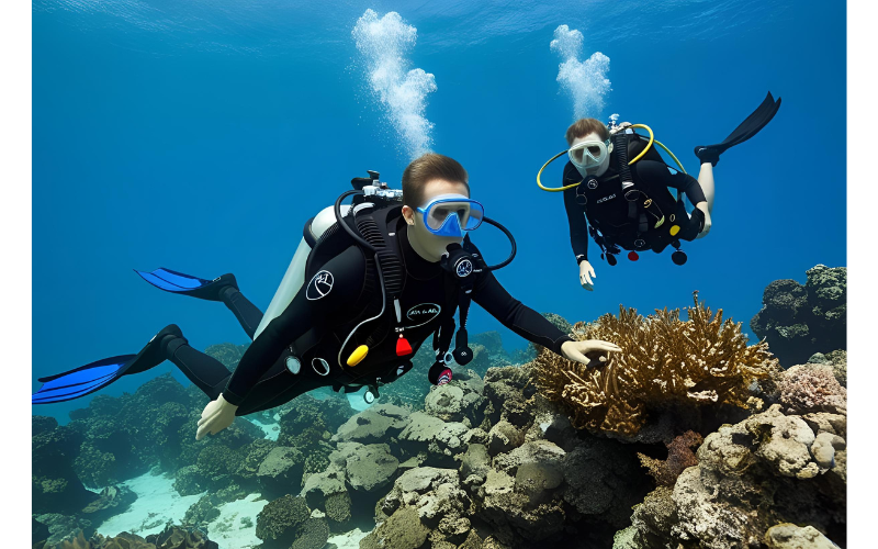 Underwater solo scuba diving in Havelock Island, Andaman