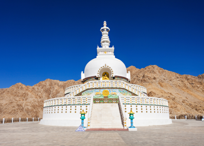 panoramic view of Leh town and Shanti Stupa 5 Days Leh Ladakh Itinerary