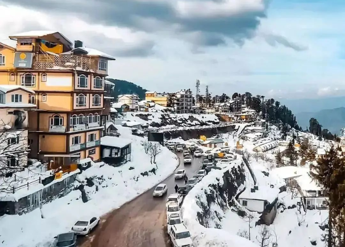 Tourists enjoying skiing and snowboarding in Kufri, Himachal Pradesh after first snowfall