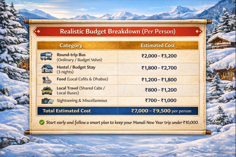 Budget Manali New Year trip under 10000 rupees for backpackers