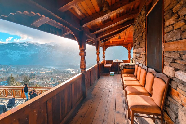 Naggar Castle and mountain valley view