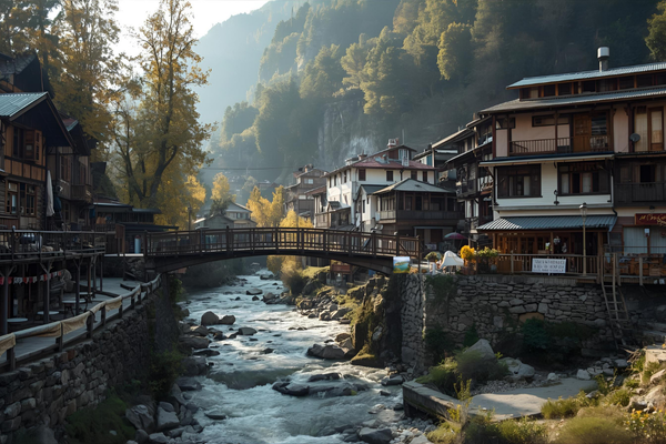 Old Manali village lanes with wooden houses and cafes – Day 1 budget itinerary